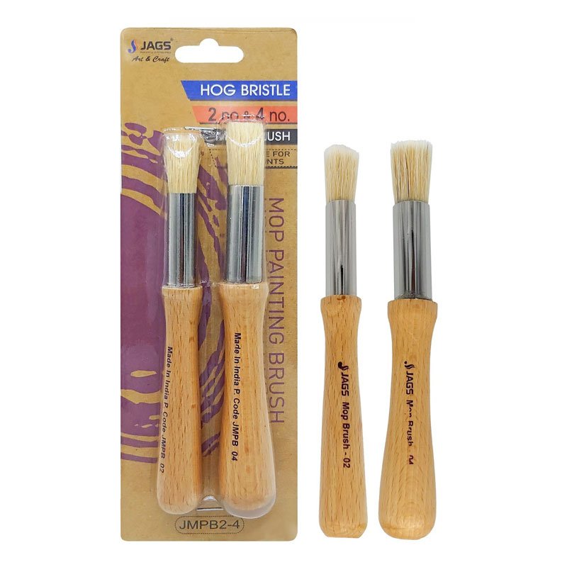 Jags Stencil Brush Hog Bristle (Pack of 2) (Sizes: 2 and 4)