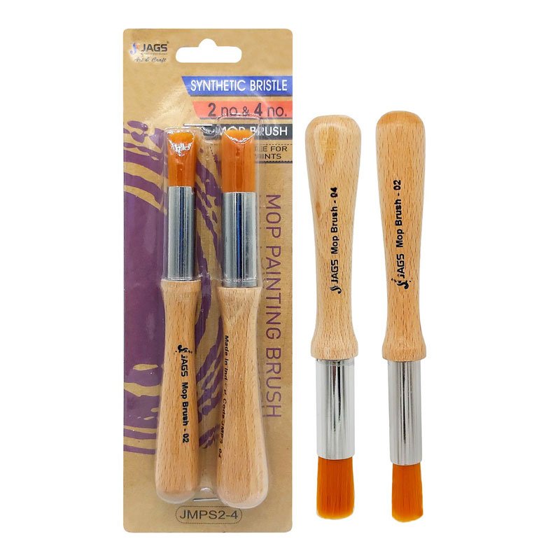 Jags Stencil Brush Synthetic Bristle (Pack of 2) (Sizes: 2 and 4)