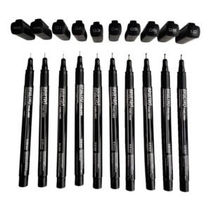 Brustro Professional Pigment Based Fineliner Black Pen (Pack of 10)
