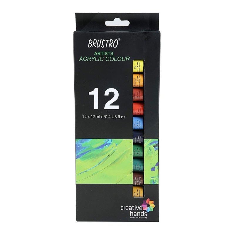 Brustro Artists Acrylic Colour Tube 12 Shades X 12 ML