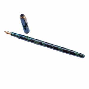 Woodex Handmade Ebonite Fountain Pen Model No. 28 (Platinum No. 4 Medium Nib | Gold Trim)