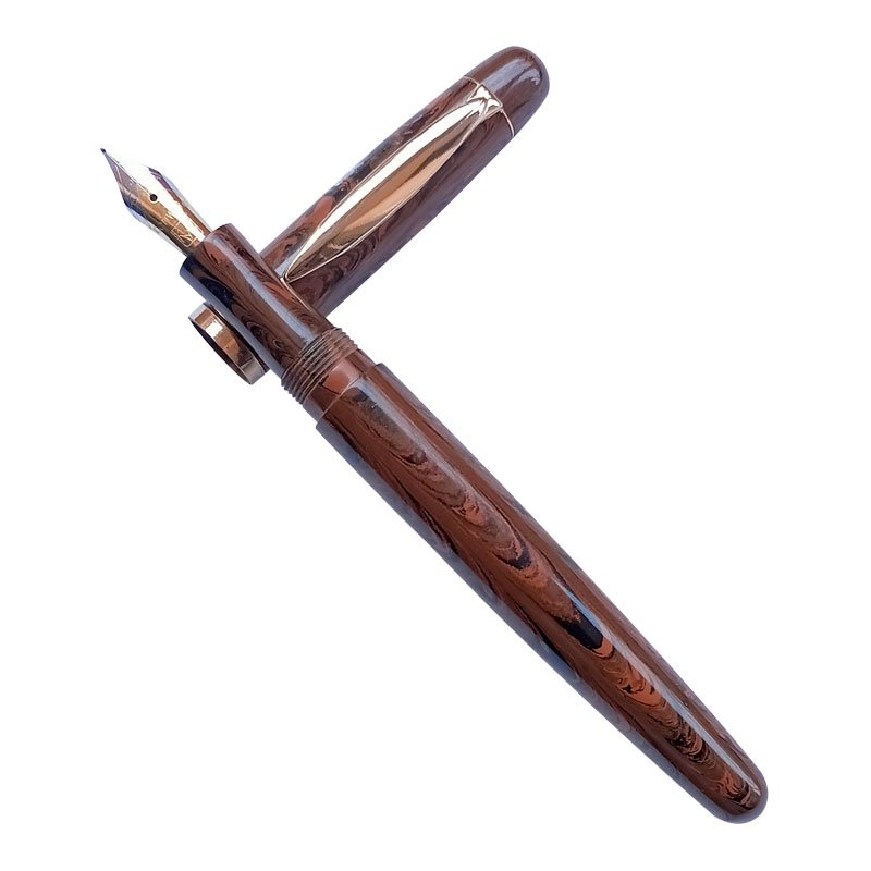 Woodex Handmade Ebonite Fountain Pen Model No. 17 (Ambitious No. 5 Fine Nib | Gold Trim)