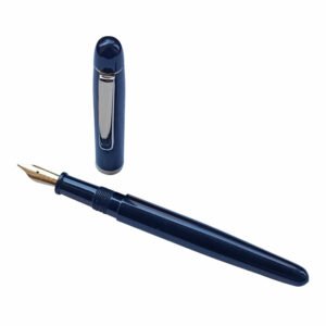 Woodex Handmade Ebonite Fountain Pen Model No. 18 (Platinum No. 4 Medium Nib | Gold Trim)