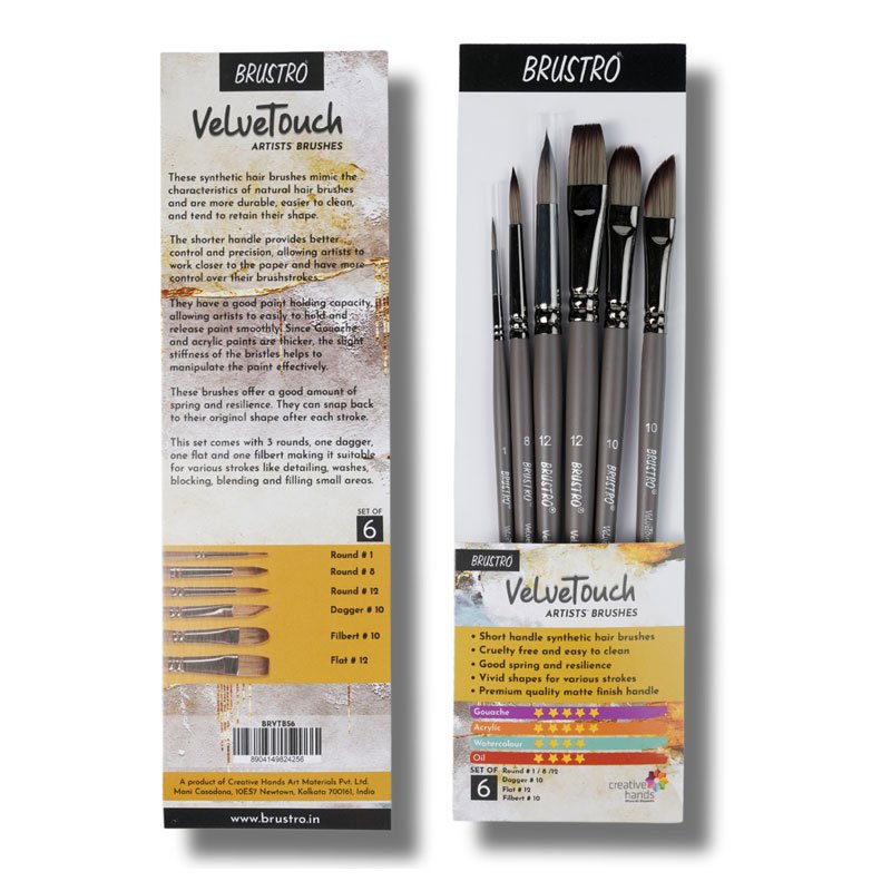 Brustro Artists’ VelveTouch Brush Set of 6 (Assorted)