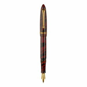 Click Yen Ebonite Fountain Pen (Medium Nib | Gold Trim) Maroon-Black Swirl