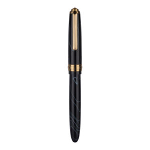 Click Falcon Acrylic Fountain Pen (Medium Nib | Gold Trim) Black